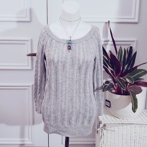 American Eagle Outfitters  Heather Grey Cable Knit Sweater